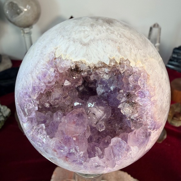 Lavender Amethyst & Quartz Sphere • Gorgeous Pockets • Sparkly Points 3.38” - Picture 4 of 9